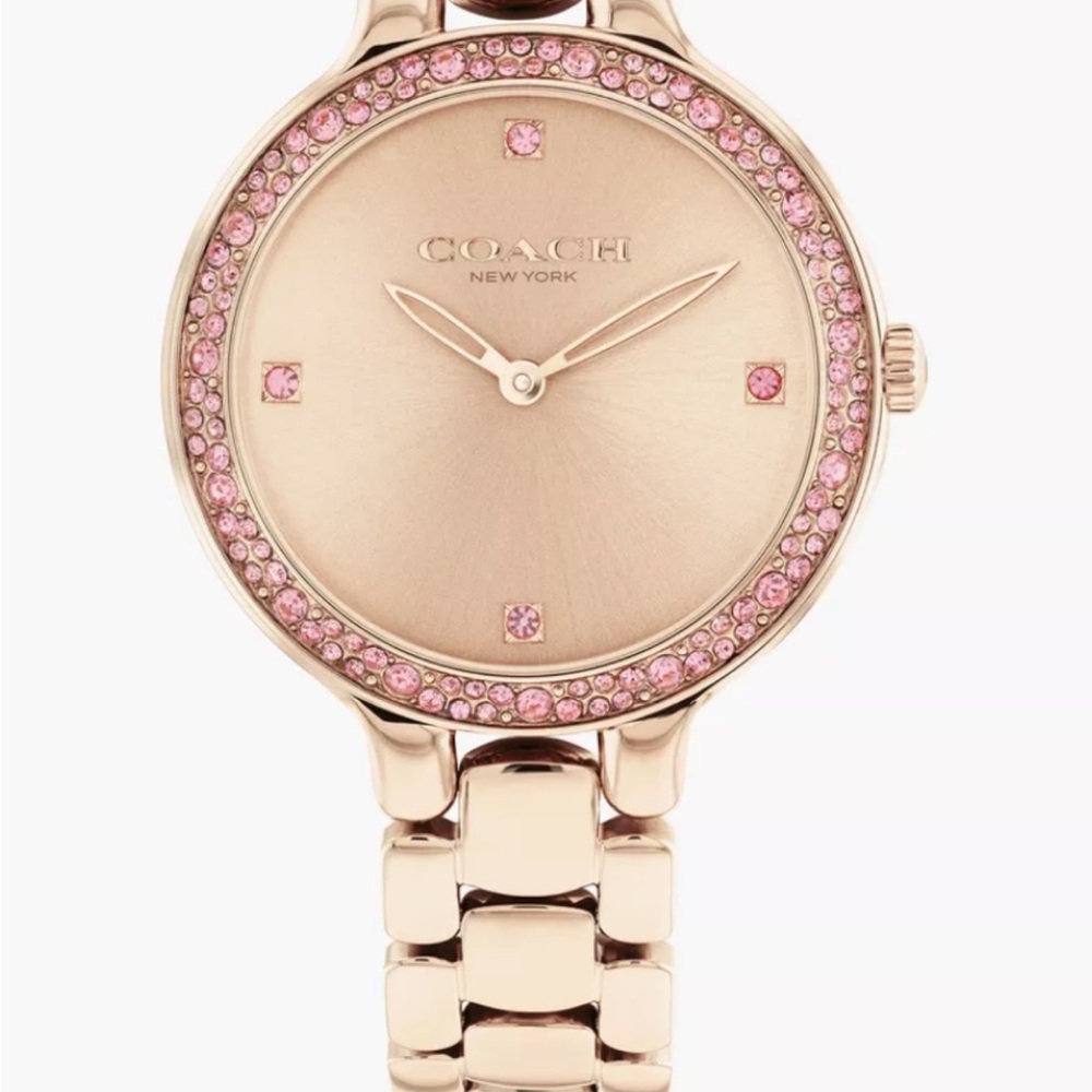 Coach Women's Rose Gold and Pink Crystal Watch